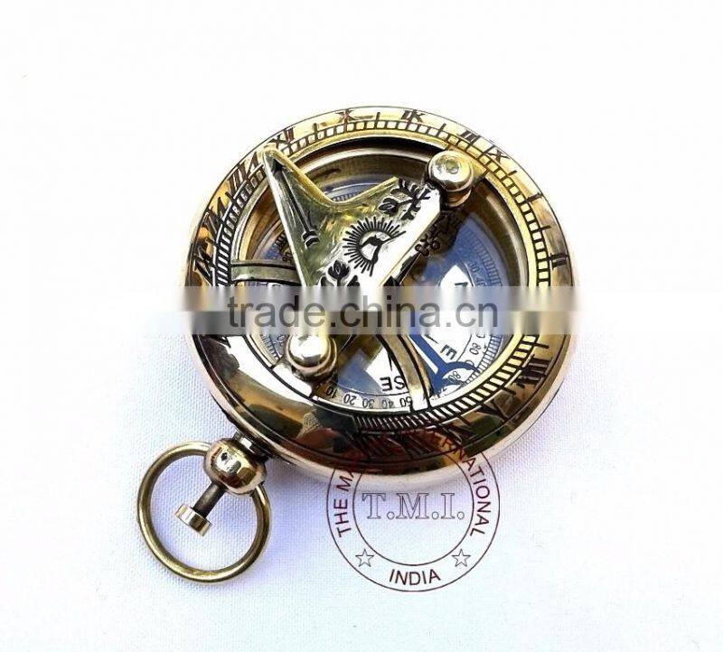 BRASS SUNDIAL COMPASS - NAUTICAL SUNDIAL COMPASS - DALVEY STYLE SUNDIAL COMPASS