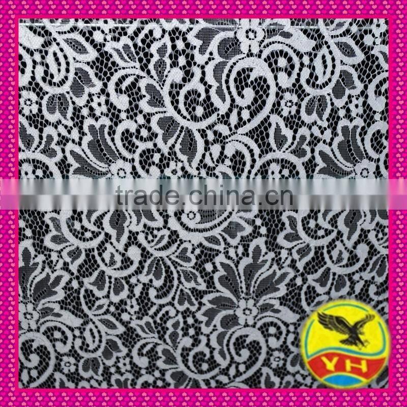 Polyester / Nylon Material and Embroidered Technics lace fabric with double colors