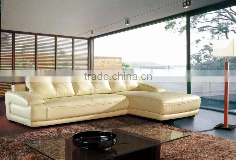 2016 modern italian cream L shaped leather sofa 2806