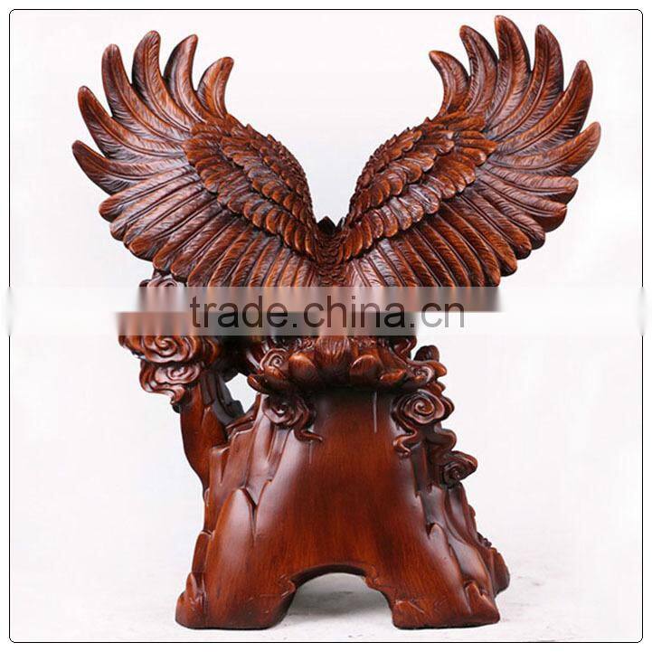 Wooden color resin eagle statue, Hawk statue