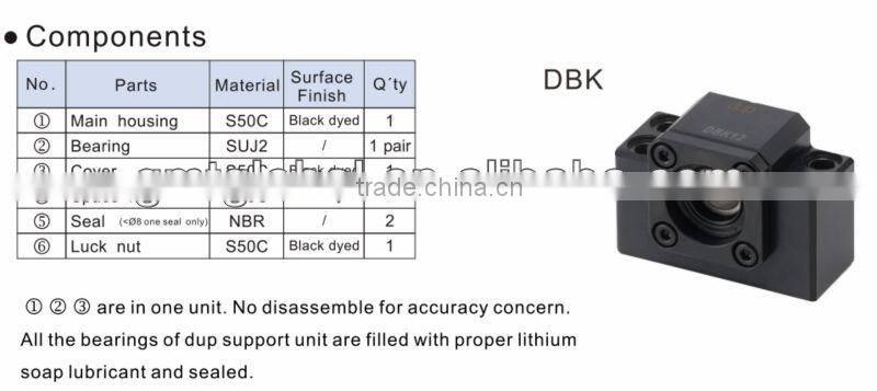 dup DBK Linear Motion System Fixed Side- Ball screw shaft Support Unit