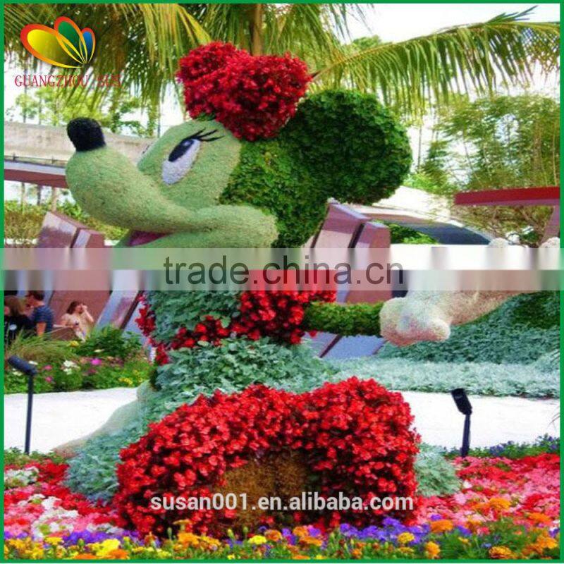 Garden decoration artificial cartoon topiary animals grass animal plastic artificial plants topiary animal
