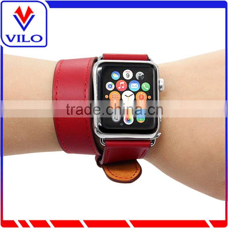 The Wholesale Extra Long Genuine Leather Band Double Tour Bracelet Leather watchband for Apple Watch