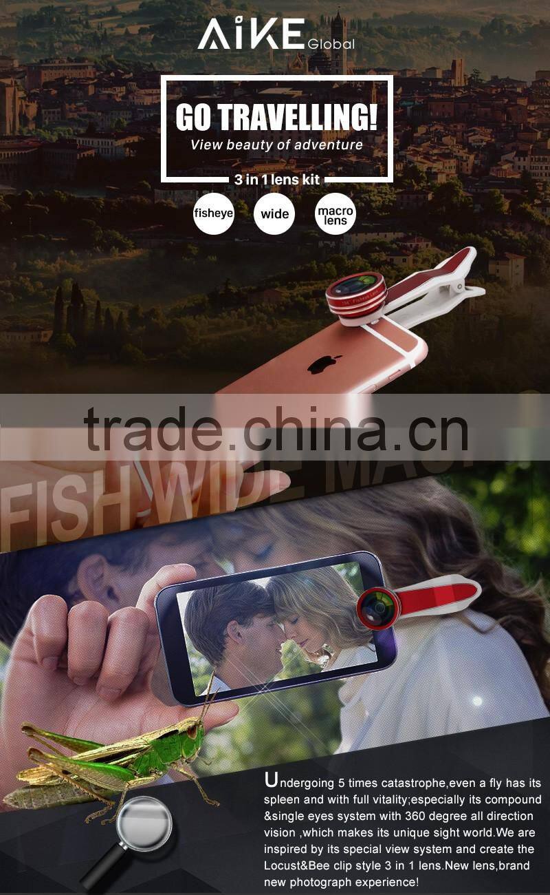 for iPhone iPad Samsung LG HTC Smartphone DSLR Lens 198 Degree Fisheye Lens Selfie Wide Lens 20X Macro Lens Clip Camera Lens