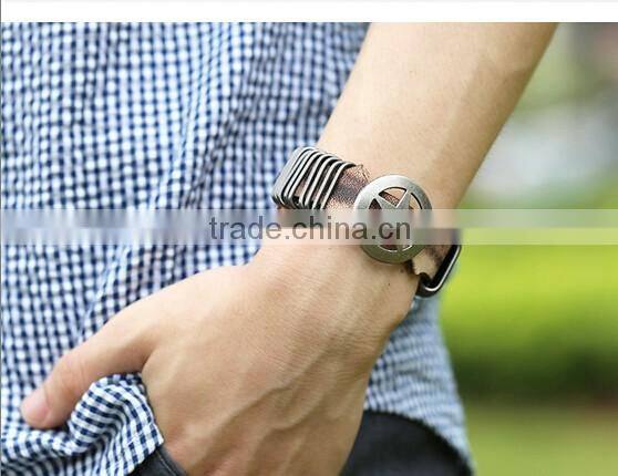 Antique Star Charming Double Layers Brown Leather Wrap Bracelet