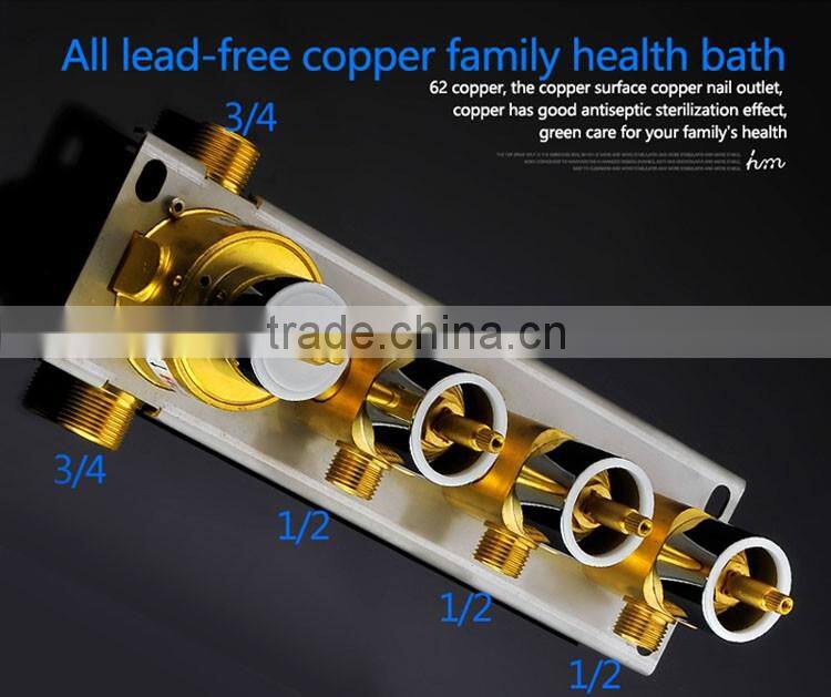 Contemporary High Pressure 4 Handle 3 Way In Wall Bath Shower Faucet Hot Cold Mixing Water Control Valve