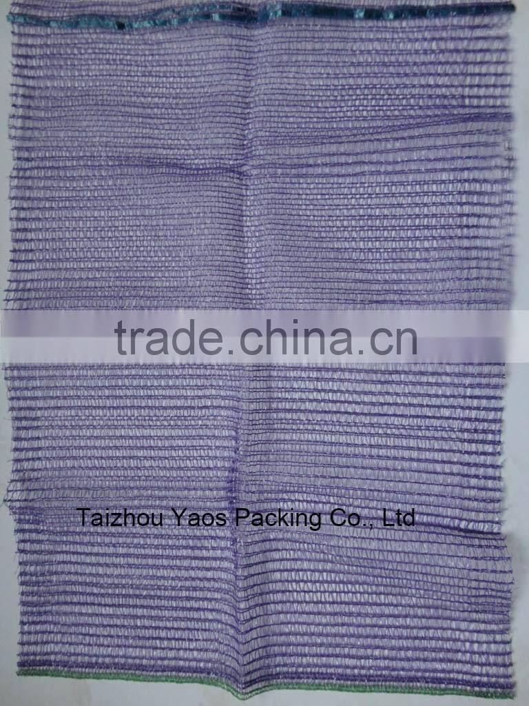 Purple PE raschel mesh bag onion rachel knitted bag