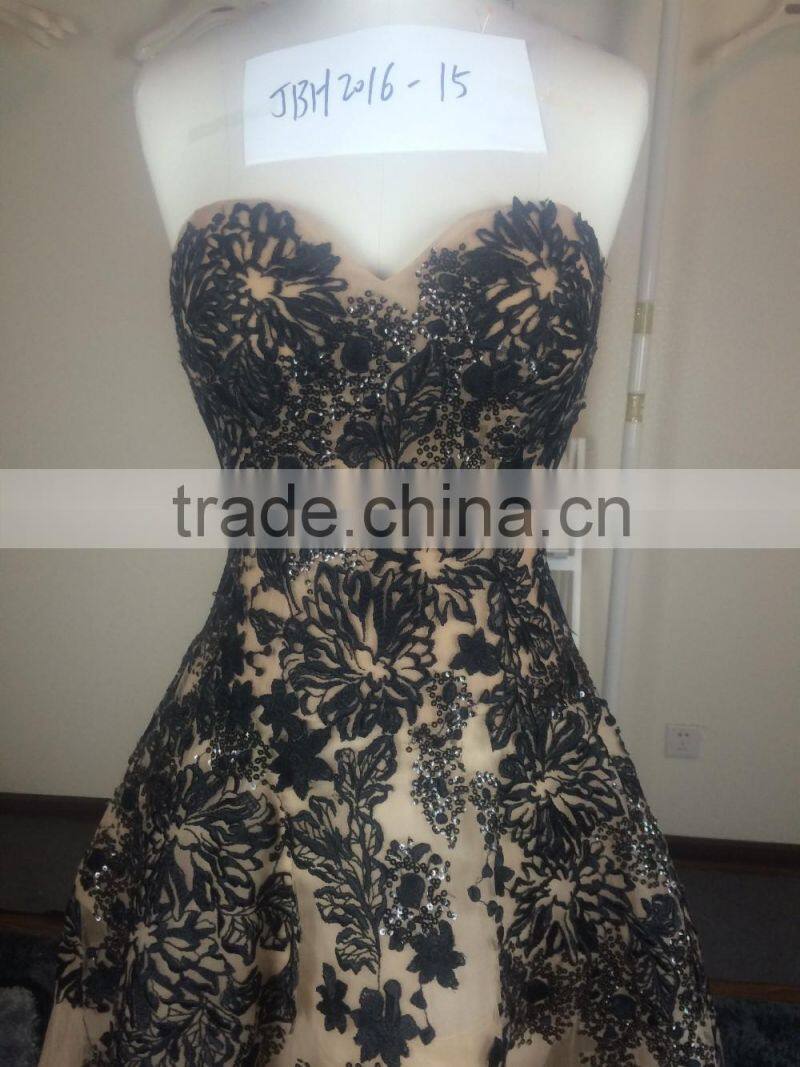 (JBH2016-29) MARRY YOU White Black Lace Overlay Wedding Dress