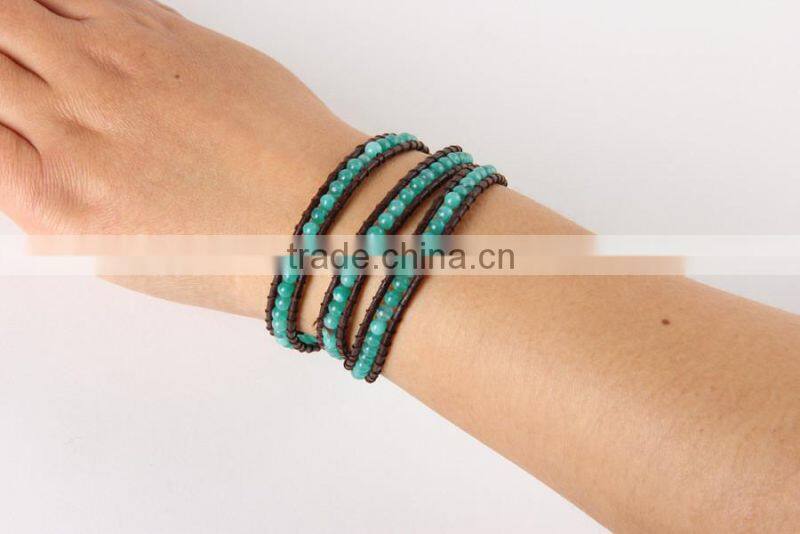 4 mm natural sea sapphire bracelet female authentic 4 layer 4 circle crystal series To help communication