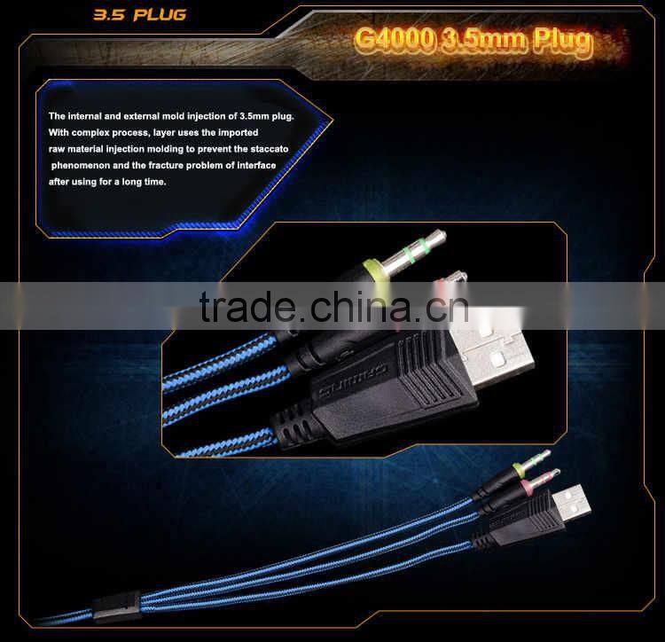 2015 New EACH G4000 Gaming Headset Stereo Bass Headphone Earphone With Microphone For Computer Gamer USB 3.5mm Gold-Plated