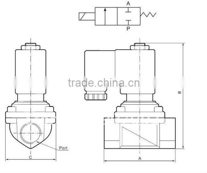 PU220-04A G1/2'' Size Direct Drive Solenoid Valve Model2/2 Way Brass N/C