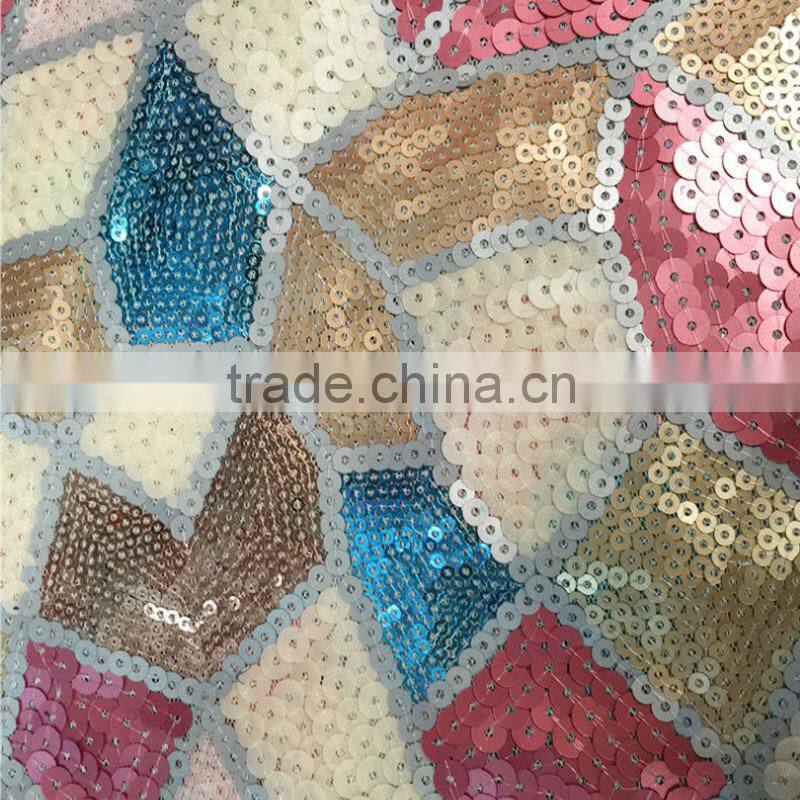 colorful embroidery sequins fabric stone