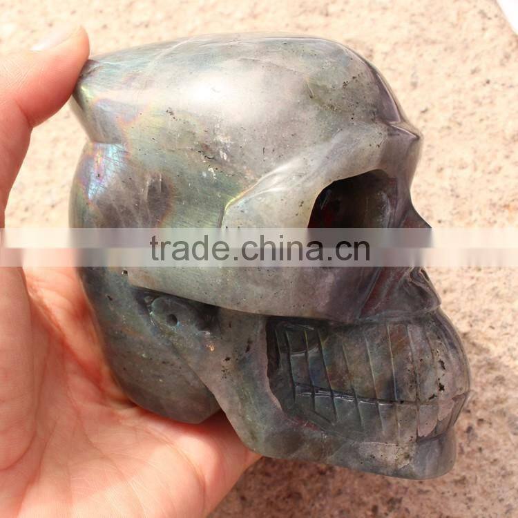natural stone carved labradorite skull for decor