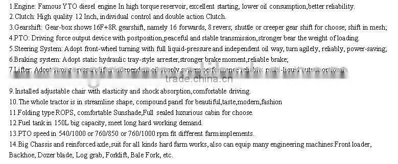 Africa hot selling DQ1504 150HP 4WD High quality China Cheap Farm Tractor with ISO,CE,PVOC,COC certificate