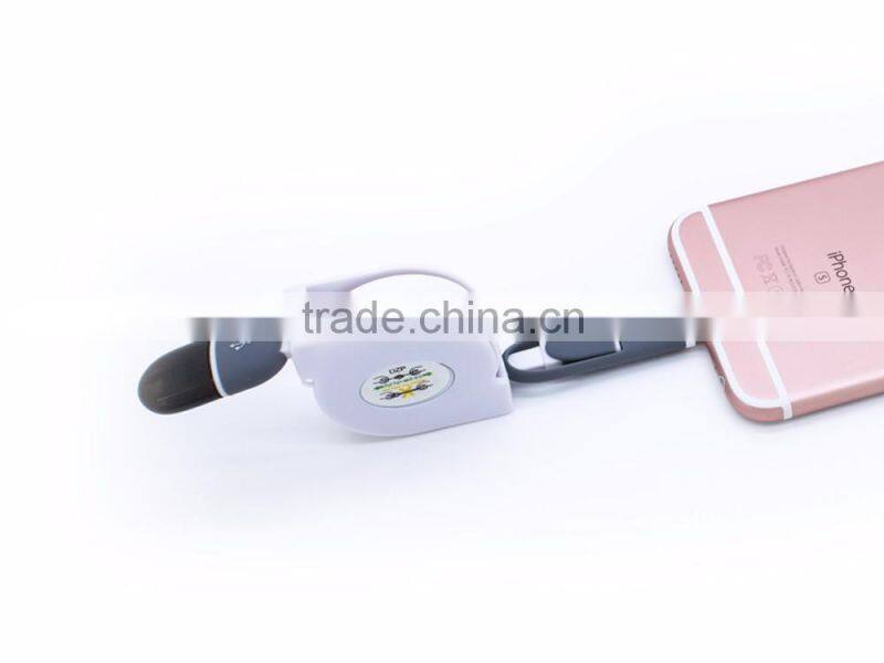 fashion retractable two in one usb cable for micro android htc lg
