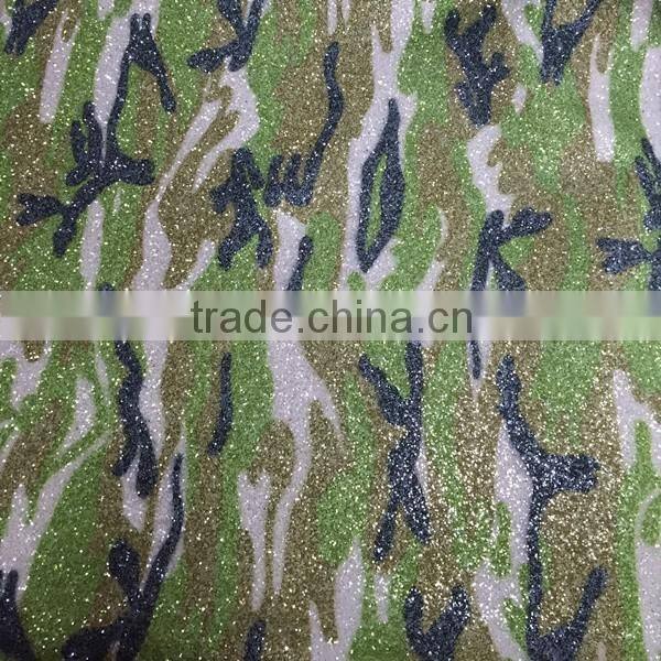 Camouflage Grain Glitter fabric with TC backing ,popular use for ladies shoes ,handbags ,wallets