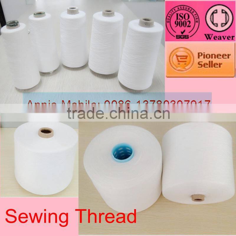 24/2/3 raw white 100pct spun polyester sewing thread