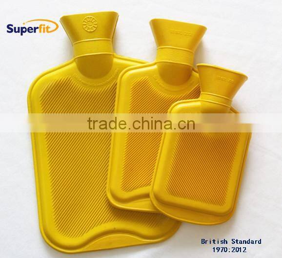 2015 NEW fashion Particular BS double or Single ribbed Nature Rubber Hot water bag color