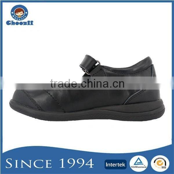 2016 Popular Black Buckle Mary Jane Kids School Shoes