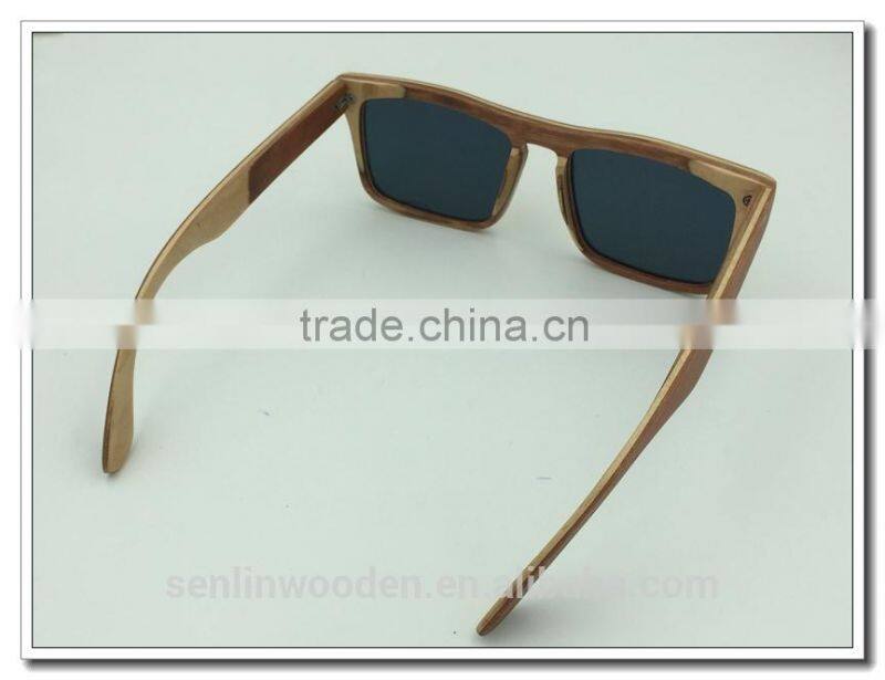 Eco-friendly Handmade Skateboard Wooden Sunglasses Sunglasses Fashion Design Bamboo Sunglasses Polarized Lenses