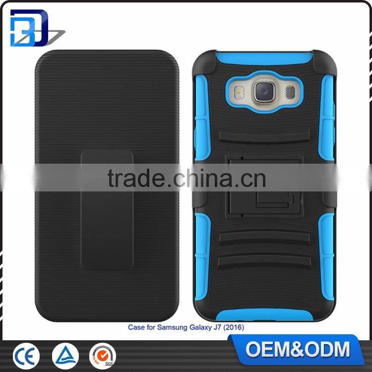 2016 New Outdoor Heavy Duty 3 in 1 Belt Clip Cell Phone Case For SamSung Galaxy J7 (2016) J710 PC Silicone Armor Kickstand Cover