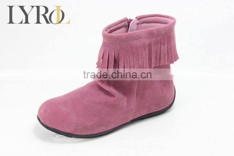 2016 hot pink girl ankle boot cemented boot with fringe