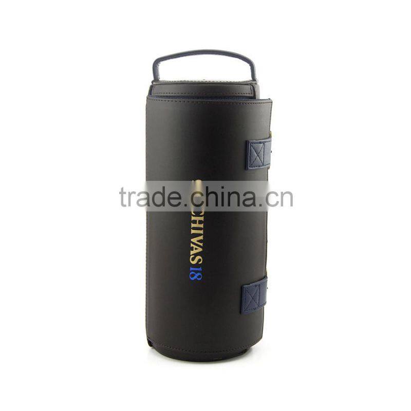 Chivas cylindrical leather wine bag carrier