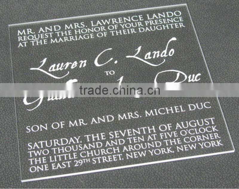 Popular plastic Customized Invitation