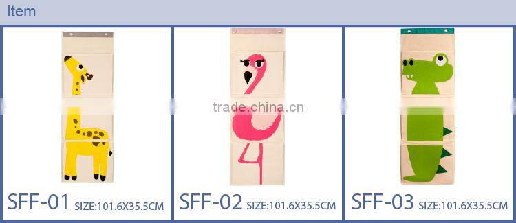 Foldable Nonwoven Kids Overdoor Hanging Organizer Boxes with Cartoon