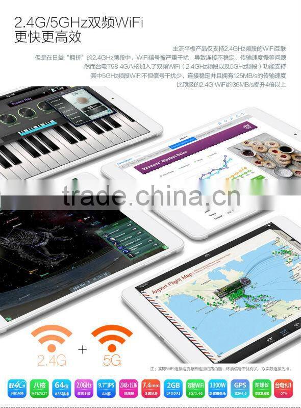 9.7 inch Teclast T98 octa core RAM 2GB ROM 16GB IPS Retina 2048*1536 Android 4.4 4G Phone Call tablet