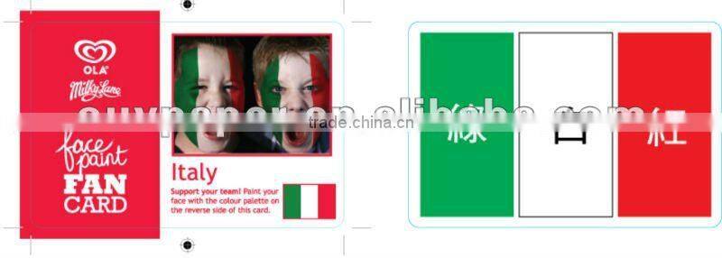 HOT Sporting colorful face paint card Sport supplies Europe Cup