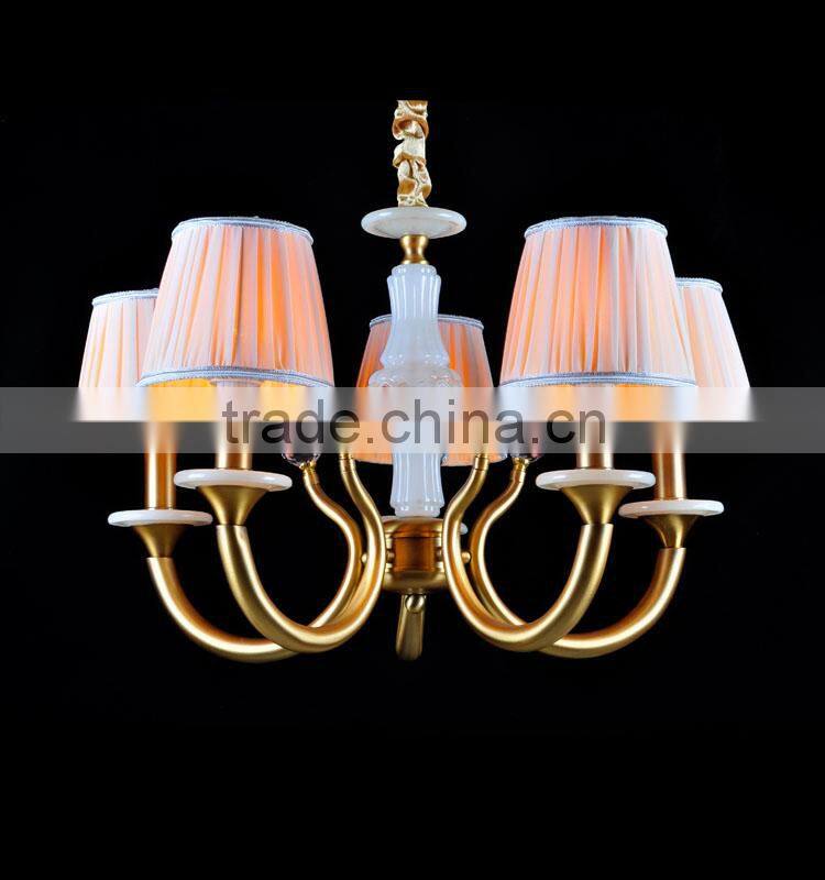 Brass Classic Pendant Chandelier with Bronze Color with White Shade
