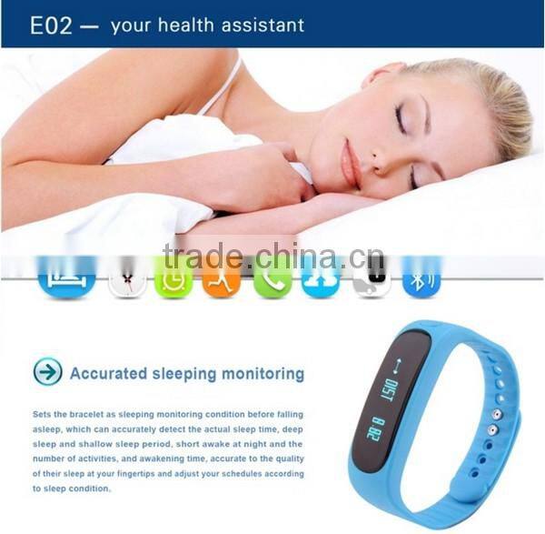Digital 0.84" Bluetooth OLED Smart Bracelet E02 Fitness Tracker Wristband Smart Bracelet with Heart Rate Monitor