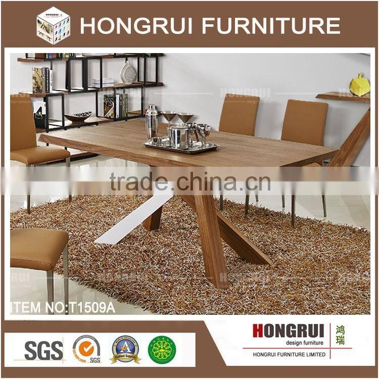 new model luxury dining table / dining room tables and chairs /mdf with walnut veneer top dining table set