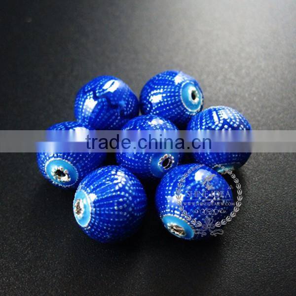 12mm brass blue enameled beads metal beads DIY bacelet jewelry supplies 3000039