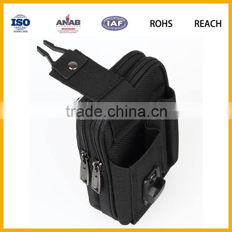 High Quality Cheap 300D Men Cycling Sport Waist Bag with Hasp Mobile Phone pocket