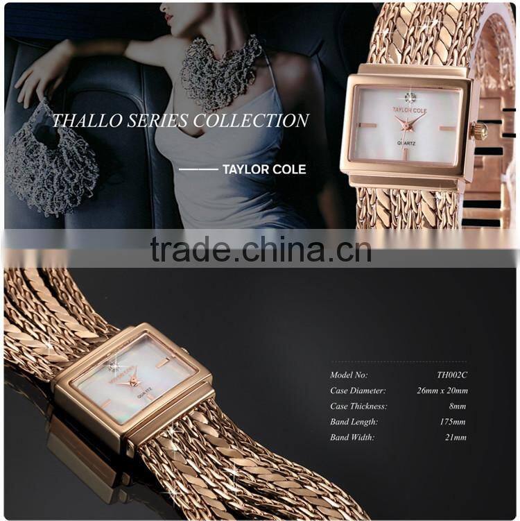 Elegant Rose Gold Brass Tassel Bracelet Quartz Lady Watch