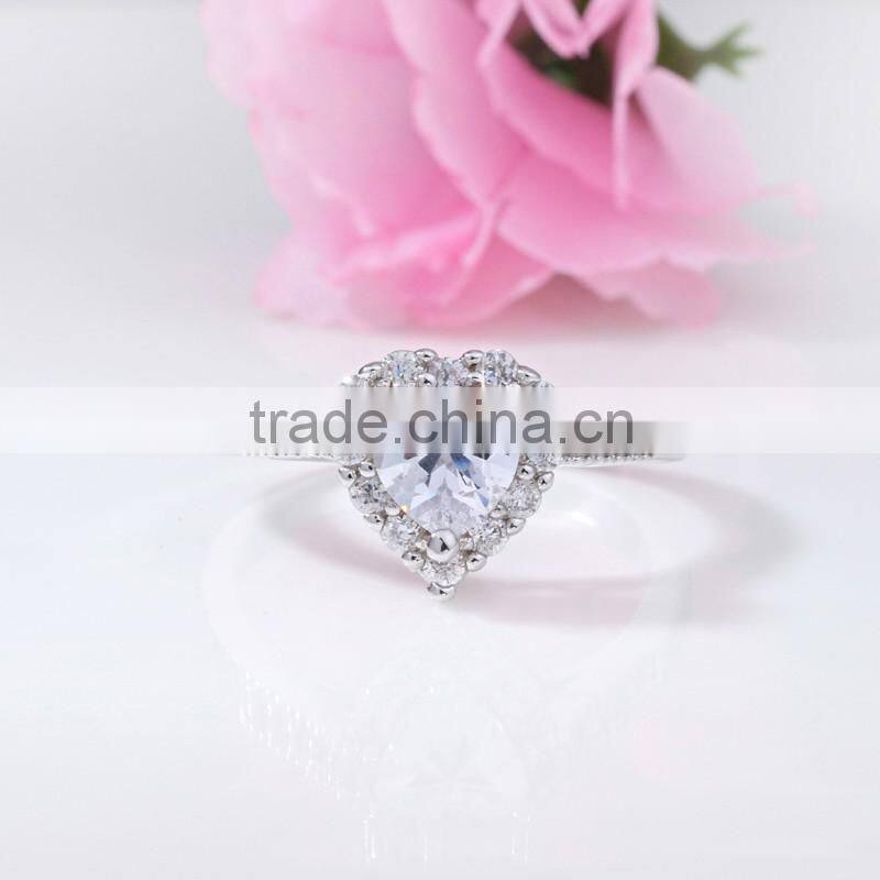 s925 sterling silver premier jewelry cubic zirconia crystal orange gemstone heart diamond wedding rings stainless steel bands