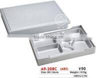 A9-210 golden plastic bento box with 7 compartments