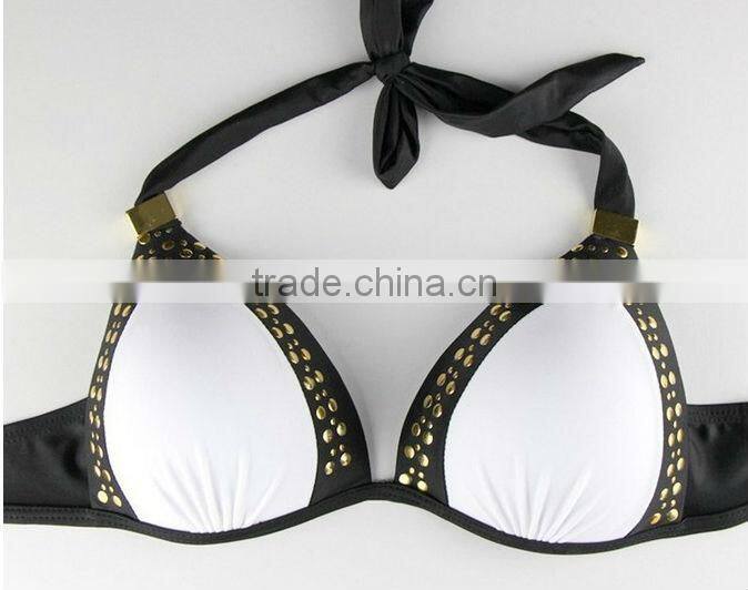 New Arrival 2014 Newest Black White Sexy Bikini For Mature Women Thong Bikini Swimsuit Sexy Striped Bikini Swimsuit