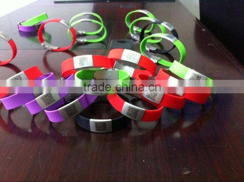 Stainless Steel Silicone ID Bracelet Silicone Metal Bracelet