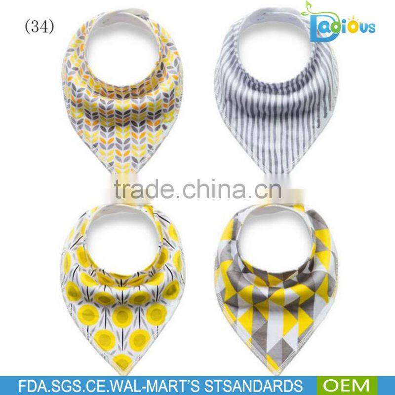 amazon bestseller 100% cotton Adjustable baby bandana drool bibs