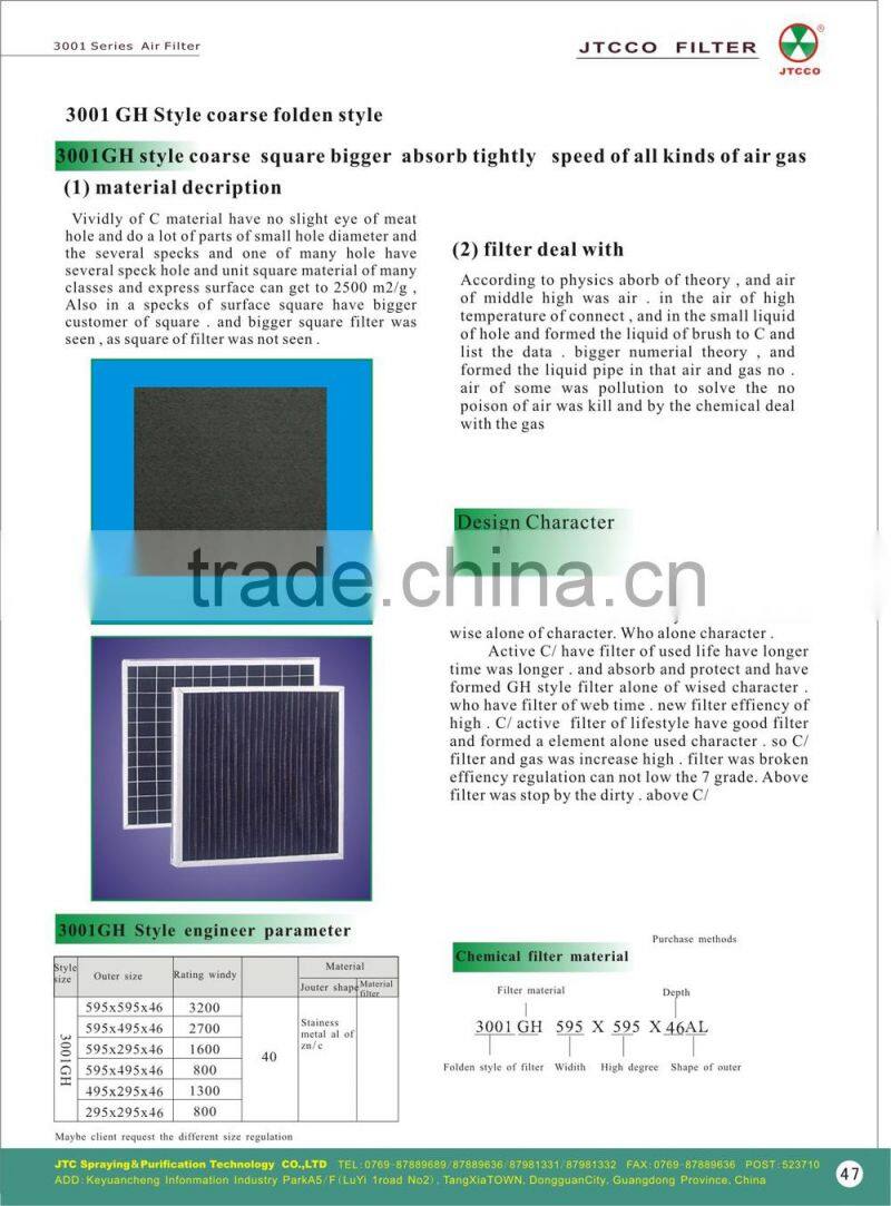industrial activated carbon primary air filter