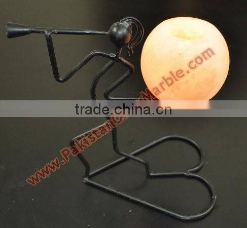 MODERN DESIGN WROUGHT IRON SALT CANDLE HOLDER & TEALIGHTS