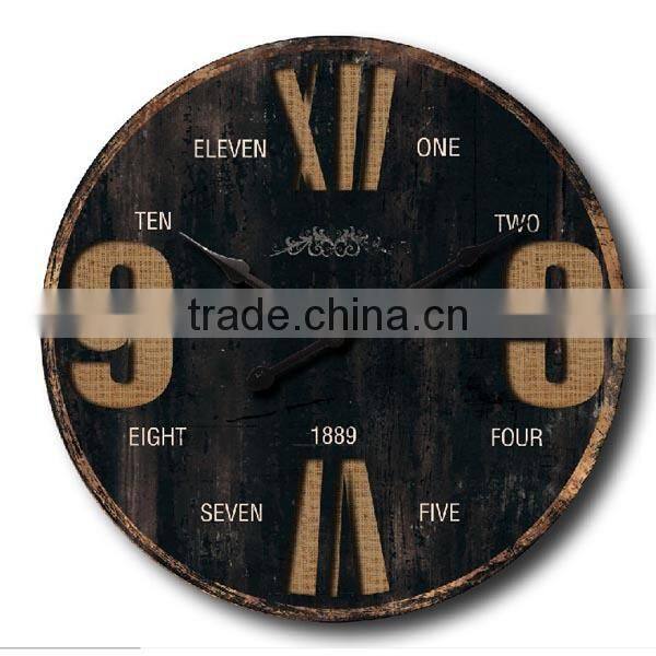 Antique Decorative MDF Round Wall Clock Wooden Wall Clock