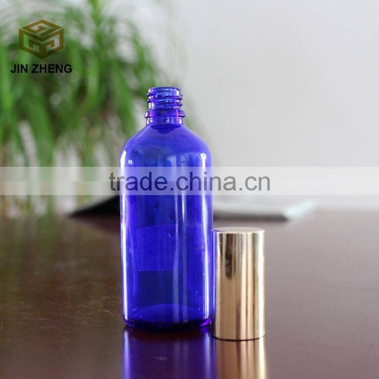 Alibaba China 100ml blue color essential oil glass bottle with droppers