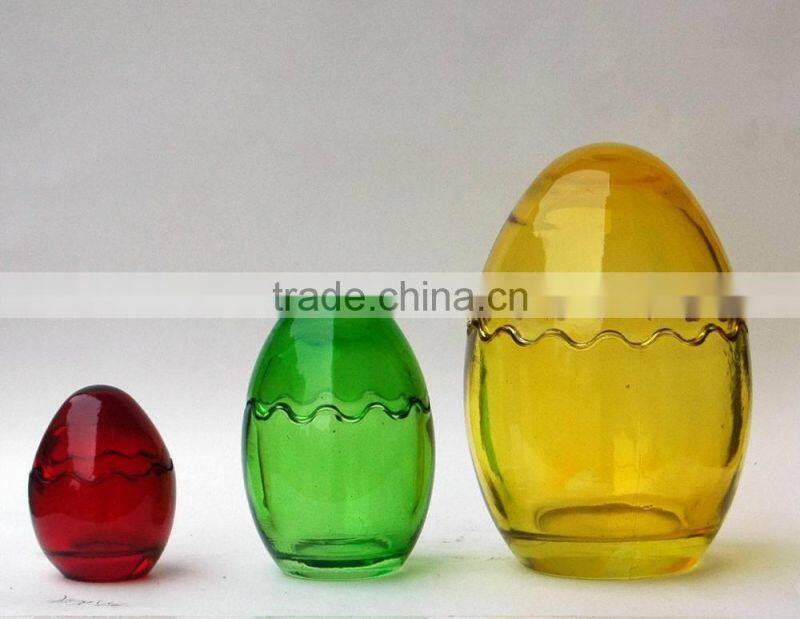 Egg shaped glass candle holders, glass candle jar, egg glassware