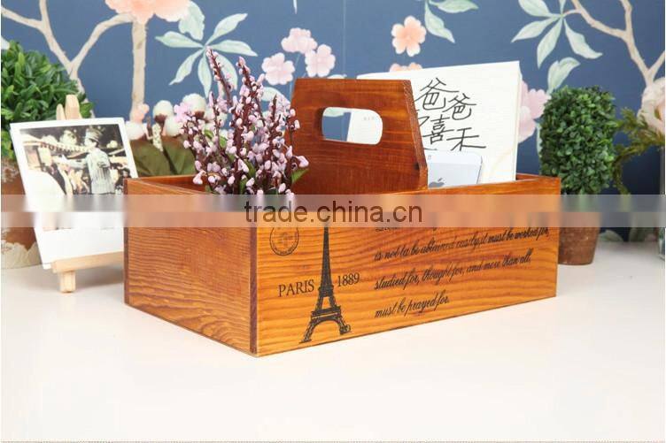 Portable wooden creative storage box for grocery