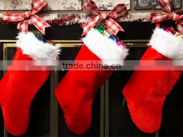Best products fireside decor traditional red polyester sock wool felt Christmas stocking hangers for stuffer made in China