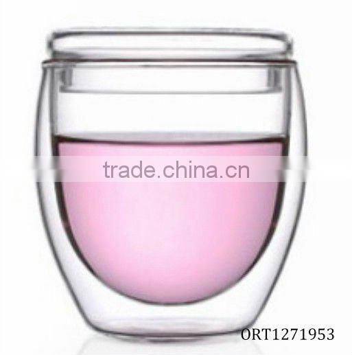 Hot Sale 250ml 350ml borosilicate double wall glass cup